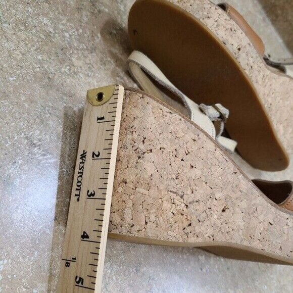 K. Jacques St. Tropez Womens Brown Leather Cork Wedge Sandals 39 Size 7.5 8 - Picture 10 of 11